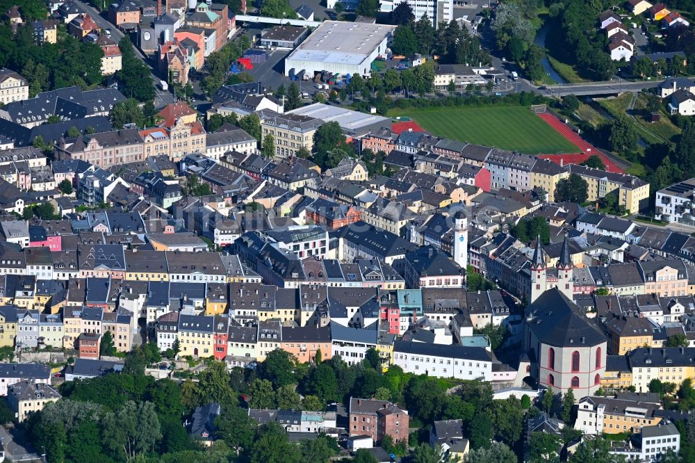 Luftaufnahme Hof - Altstadtbereich und Innenstadtzentrum in Hof im Bundesland Bayern, Deutschland