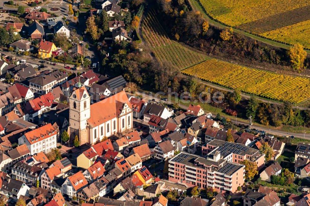 Luftbild Endingen am Kaiserstuhl - Altstadtbereich und Innenstadtzentrum mit Kirche und Weinbergen in Endingen am Kaiserstuhl im Bundesland Baden-Württemberg, Deutschland
