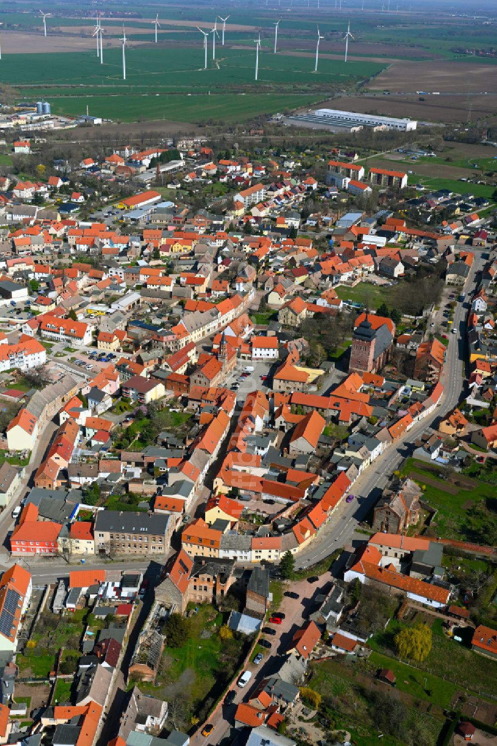 Könnern von oben - Altstadtbereich und Innenstadtzentrum in Könnern im Bundesland Sachsen-Anhalt, Deutschland