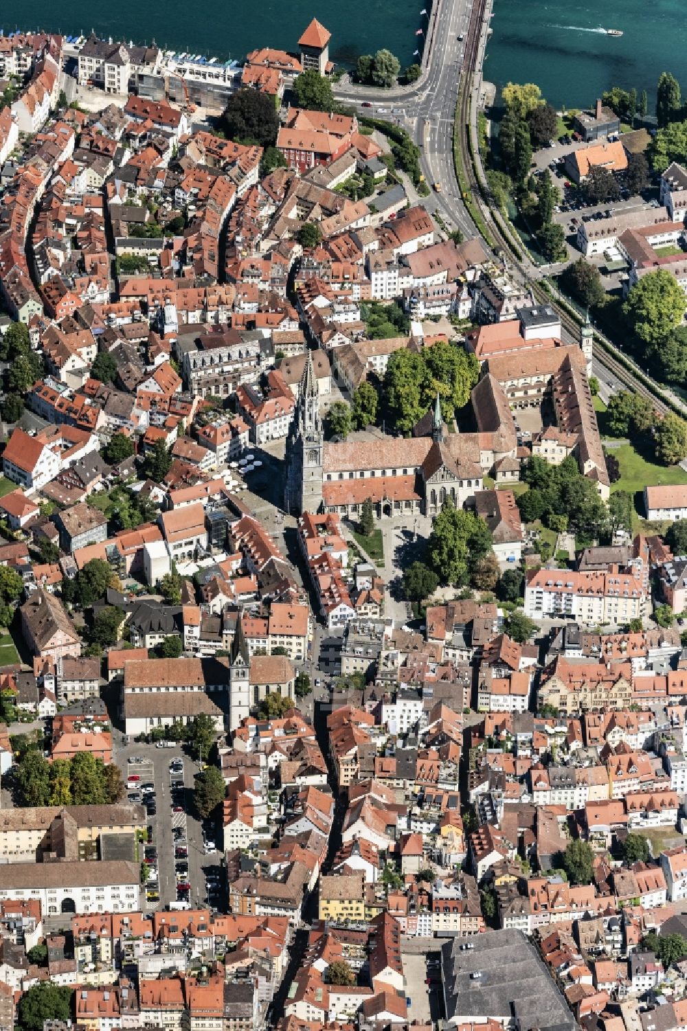 Konstanz von oben - Altstadtbereich und Innenstadtzentrum in Konstanz im Bundesland Baden-Württemberg, Deutschland