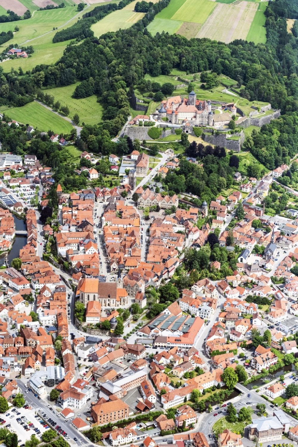 Luftaufnahme Kronach - Altstadtbereich und Innenstadtzentrum in Kronach im Bundesland Bayern, Deutschland