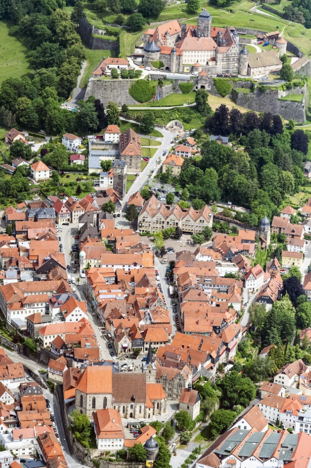 Kronach von oben - Altstadtbereich und Innenstadtzentrum in Kronach im Bundesland Bayern, Deutschland