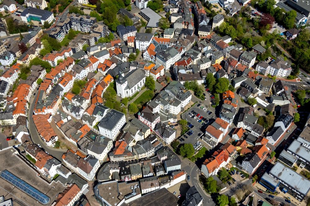 Luftbild Lüdenscheid - Altstadtbereich und Innenstadtzentrum in Lüdenscheid im Bundesland Nordrhein-Westfalen, Deutschland