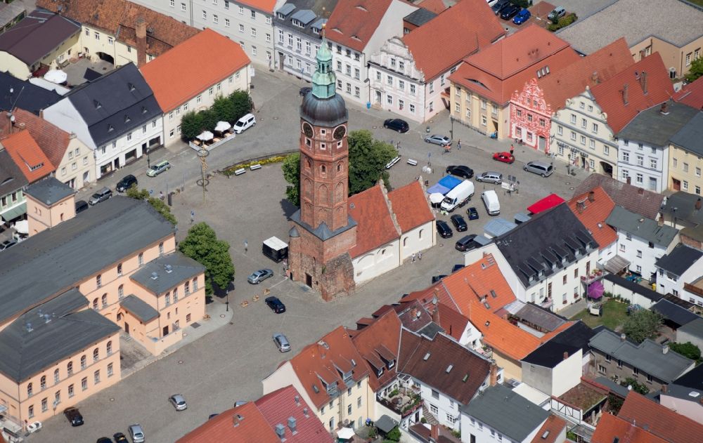 Luckau aus der Vogelperspektive: Altstadtbereich und Innenstadtzentrum in Luckau im Bundesland Brandenburg