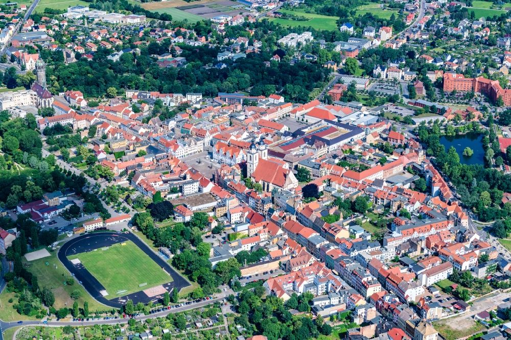 Luftaufnahme Lutherstadt Wittenberg - Altstadtbereich und Innenstadtzentrum in Lutherstadt Wittenberg im Bundesland Sachsen-Anhalt, Deutschland