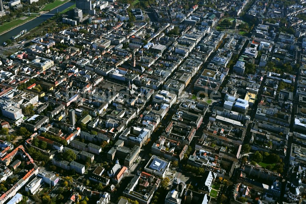 Luftaufnahme Mannheim - Altstadtbereich und Innenstadtzentrum in Mannheim im Bundesland Baden-Württemberg, Deutschland