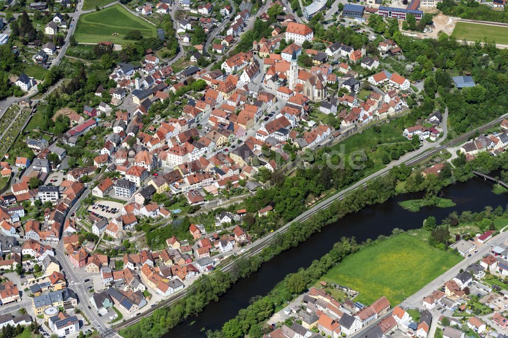 Nabburg von oben - Altstadtbereich und Innenstadtzentrum in Nabburg im Bundesland Bayern, Deutschland