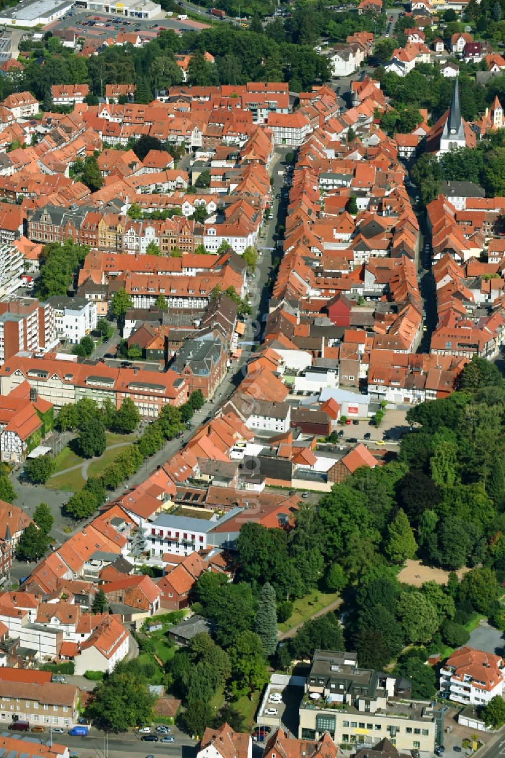 Northeim von oben - Altstadtbereich und Innenstadtzentrum in Northeim im Bundesland Niedersachsen, Deutschland