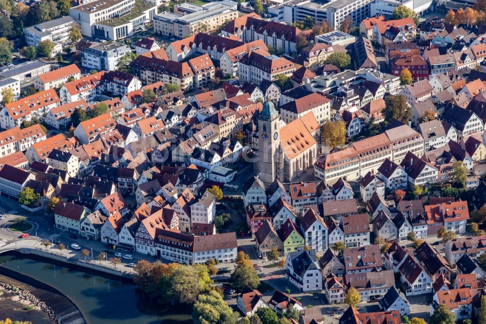 Luftaufnahme Nürtingen - Altstadtbereich und Innenstadtzentrum in Nürtingen im Bundesland Baden-Württemberg, Deutschland
