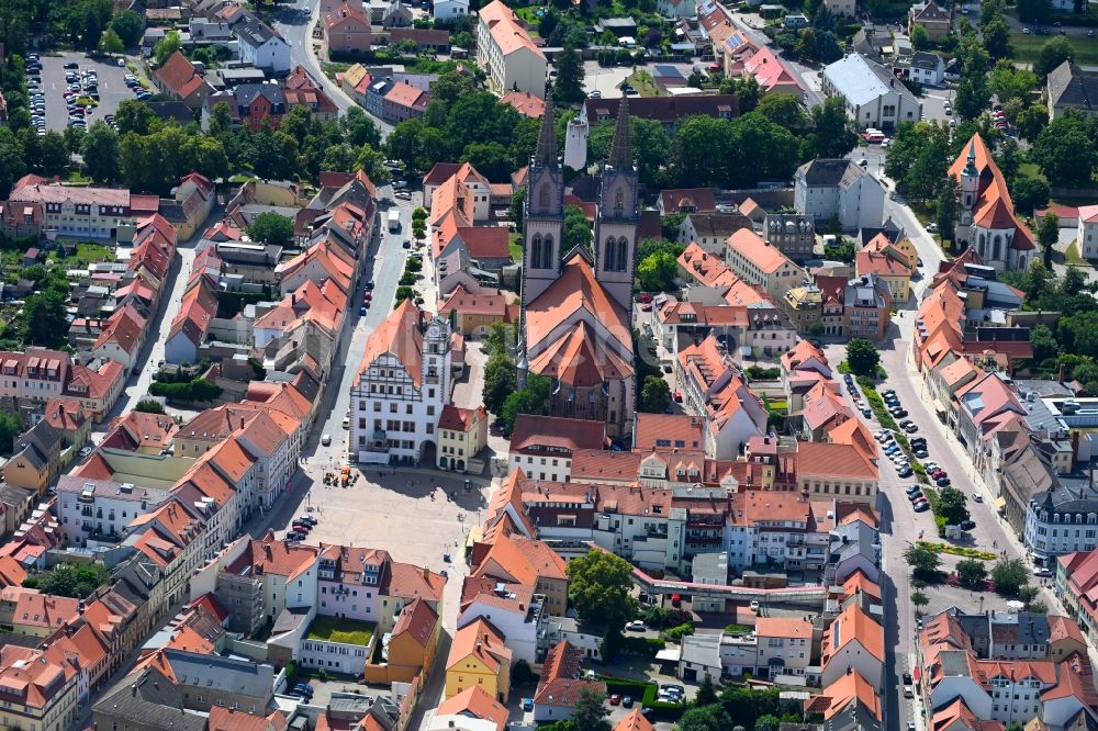 Oschatz von oben - Altstadtbereich und Innenstadtzentrum in Oschatz im Bundesland Sachsen, Deutschland