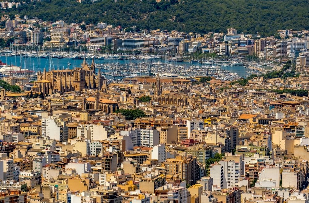 Luftaufnahme Palma - Altstadtbereich und Innenstadtzentrum in Palma in Balearische Insel Mallorca, Spanien