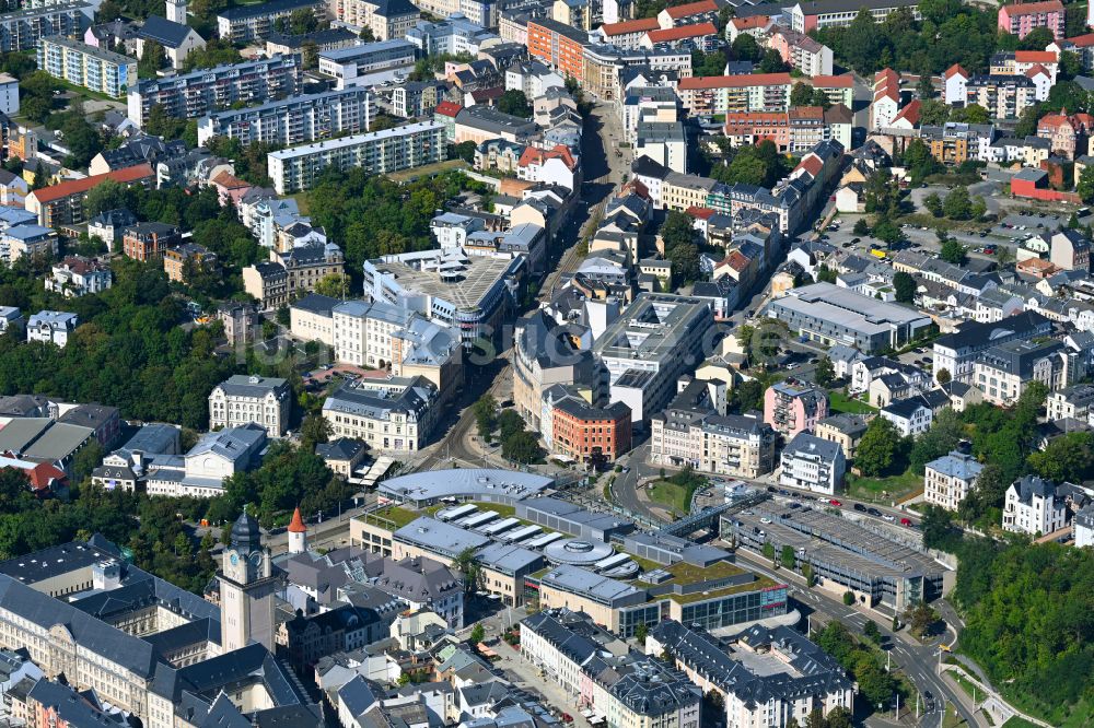 Plauen von oben - Altstadtbereich und Innenstadtzentrum in Plauen im Bundesland Sachsen, Deutschland