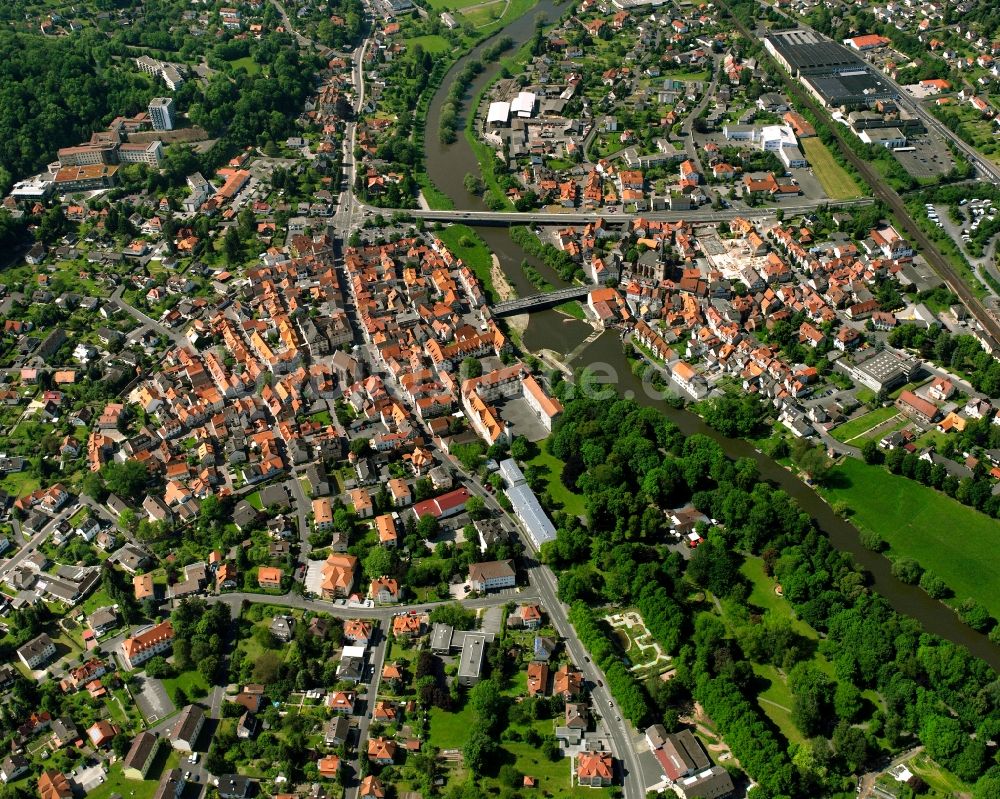 Luftaufnahme Rotenburg an der Fulda - Altstadtbereich und Innenstadtzentrum in Rotenburg an der Fulda im Bundesland Hessen, Deutschland