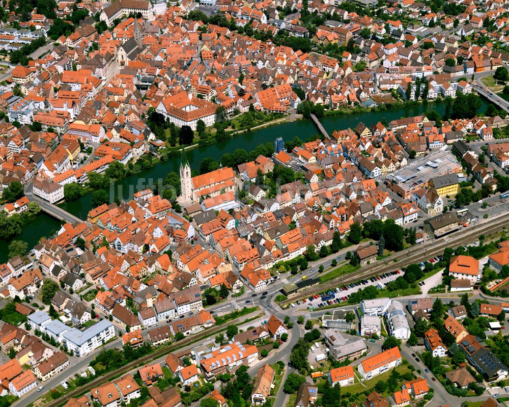 Luftbild Rottenburg am Neckar - Altstadtbereich und Innenstadtzentrum in Rottenburg am Neckar im Bundesland Baden-Württemberg, Deutschland