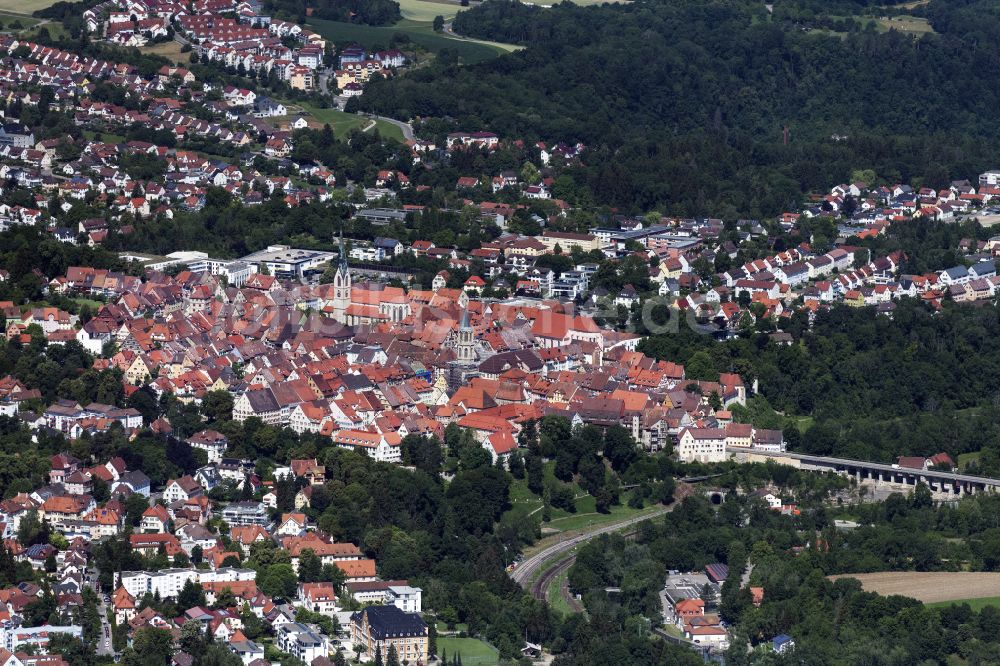 Rottweil von oben - Altstadtbereich und Innenstadtzentrum in Rottweil im Bundesland Baden-Württemberg, Deutschland