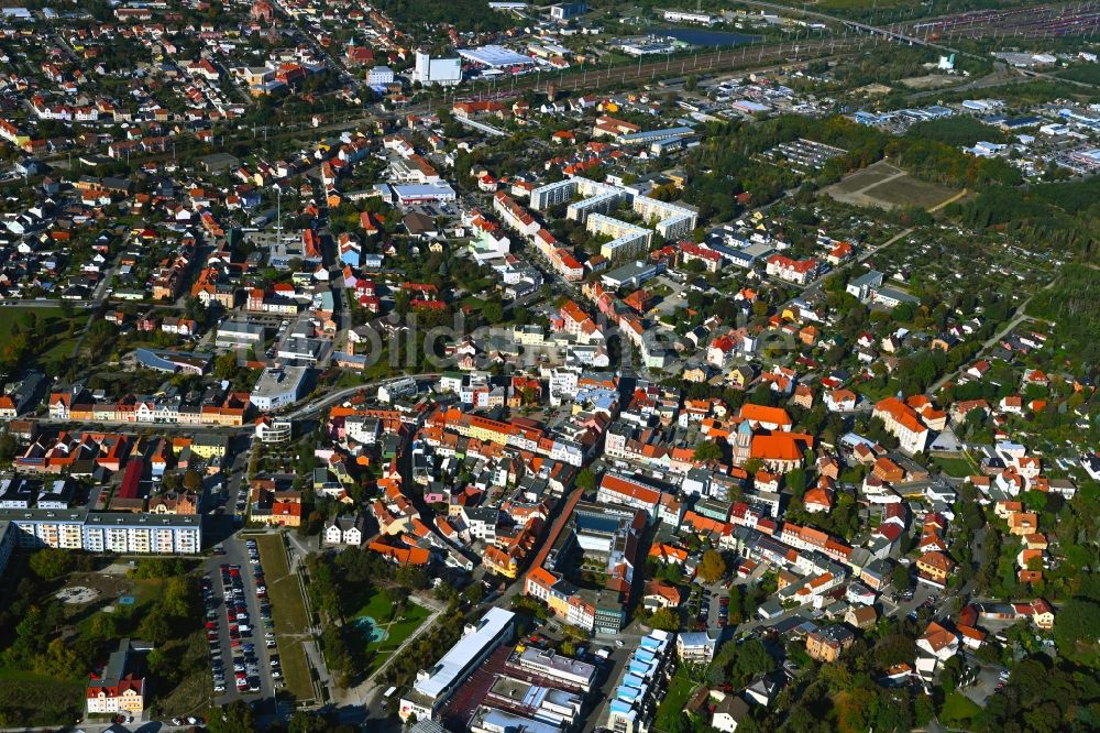 Senftenberg aus der Vogelperspektive: Altstadtbereich und Innenstadtzentrum in Senftenberg im Bundesland Brandenburg, Deutschland