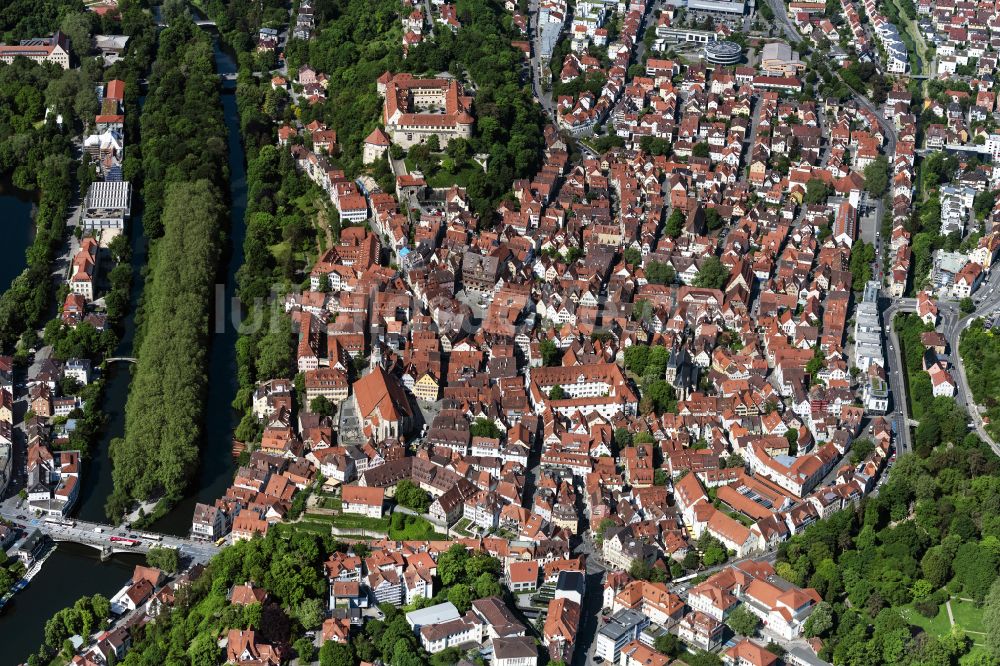 Luftbild Tübingen - Altstadtbereich und Innenstadtzentrum in Tübingen im Bundesland Baden-Württemberg, Deutschland