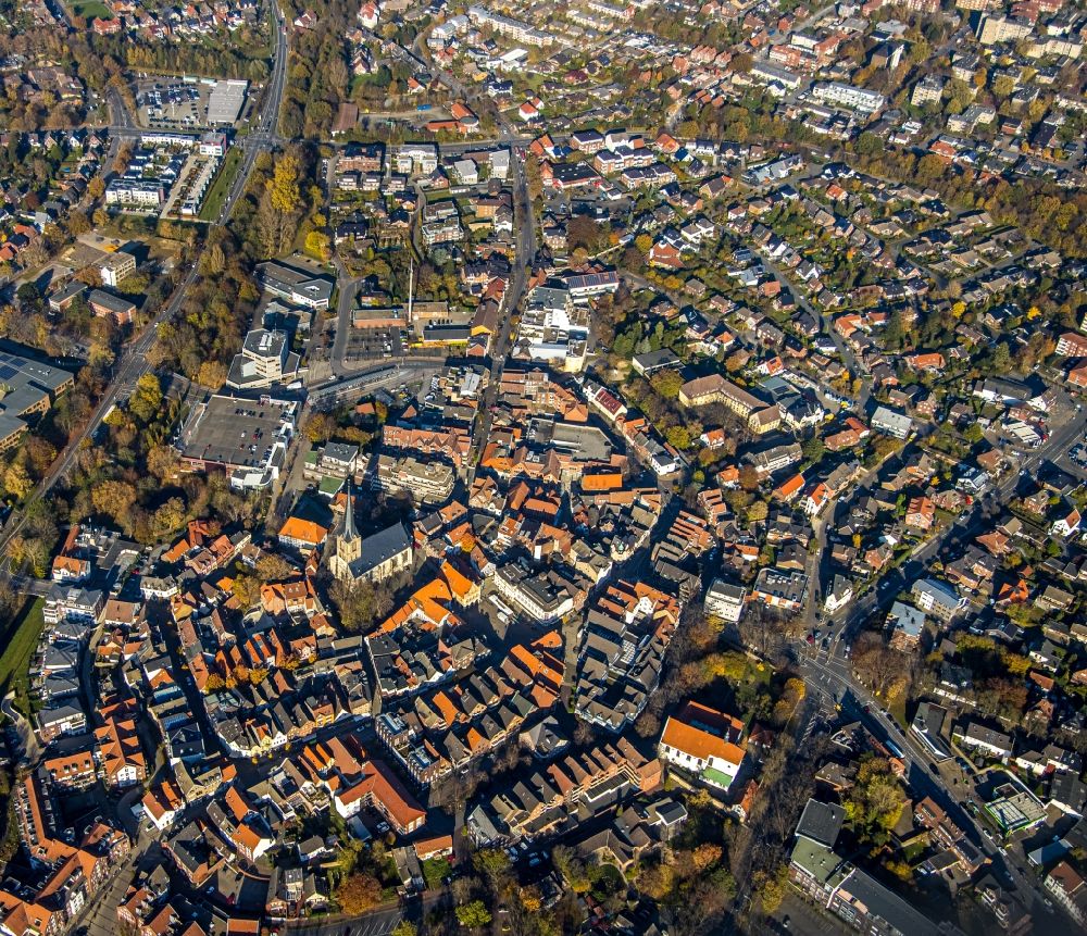 Werne von oben - Altstadtbereich und Innenstadtzentrum in Werne im Bundesland Nordrhein-Westfalen, Deutschland
