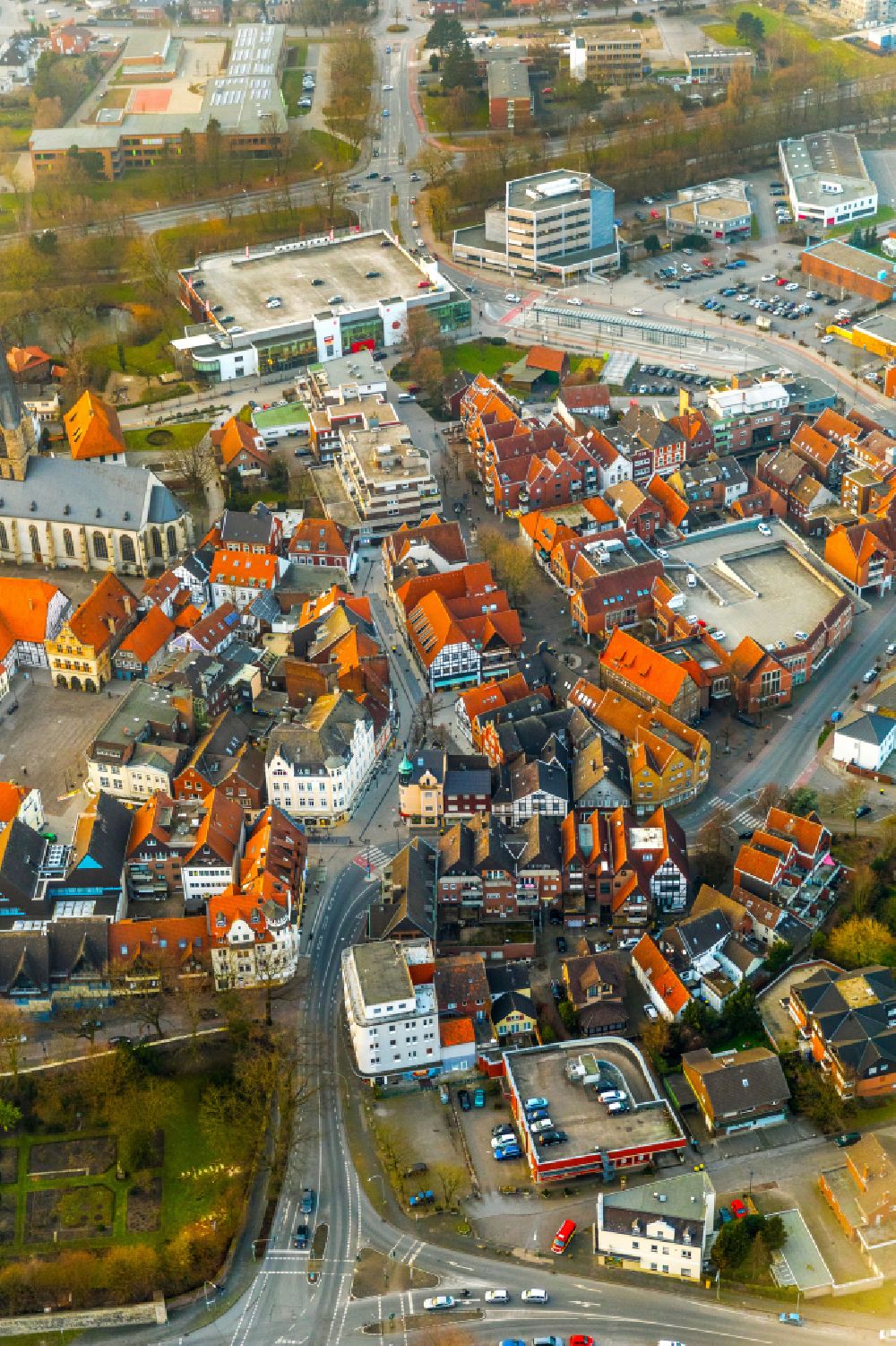 Luftaufnahme Werne - Altstadtbereich und Innenstadtzentrum in Werne im Bundesland Nordrhein-Westfalen, Deutschland
