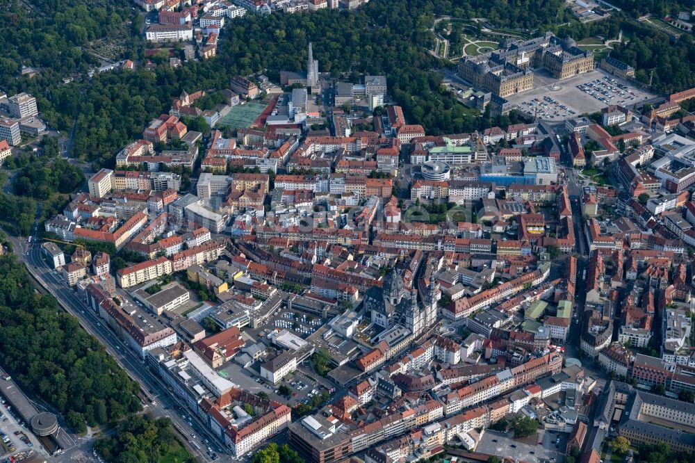 Würzburg von oben - Altstadtbereich und Innenstadtzentrum in Würzburg im Bundesland Bayern, Deutschland