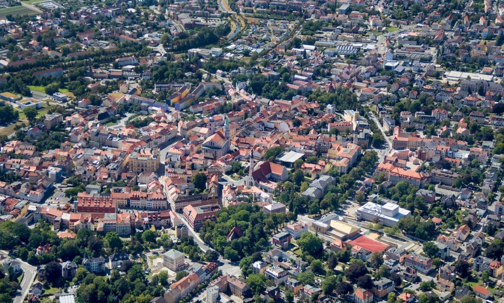 Luftaufnahme Zittau - Altstadtbereich und Innenstadtzentrum von Zittau im Bundesland Sachsen, Deutschland