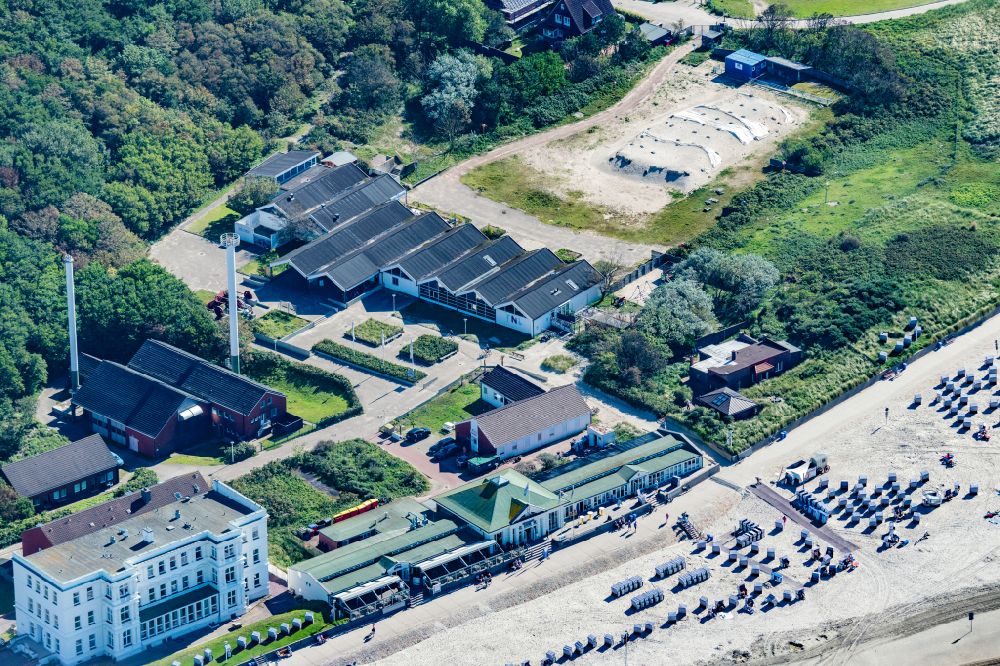 Luftbild Norderney - Am Weststrand steht das Bademuseum von Norderney im Bundesland Niedersachsen, Deutschland