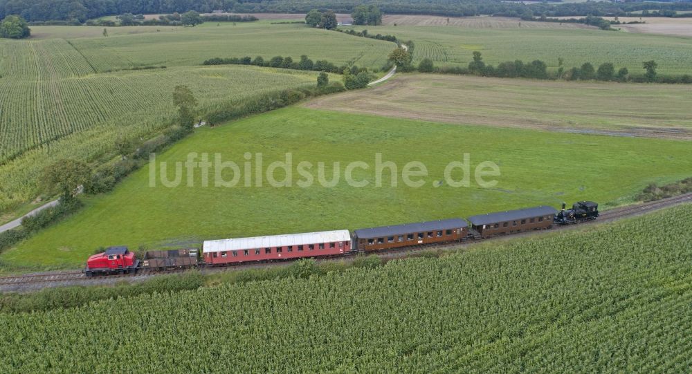 Luftaufnahme Scheggerott - Angelner Dampfeisenbahn bei Scheggerott im Bundesland Schleswig-Holstein, Deutschland