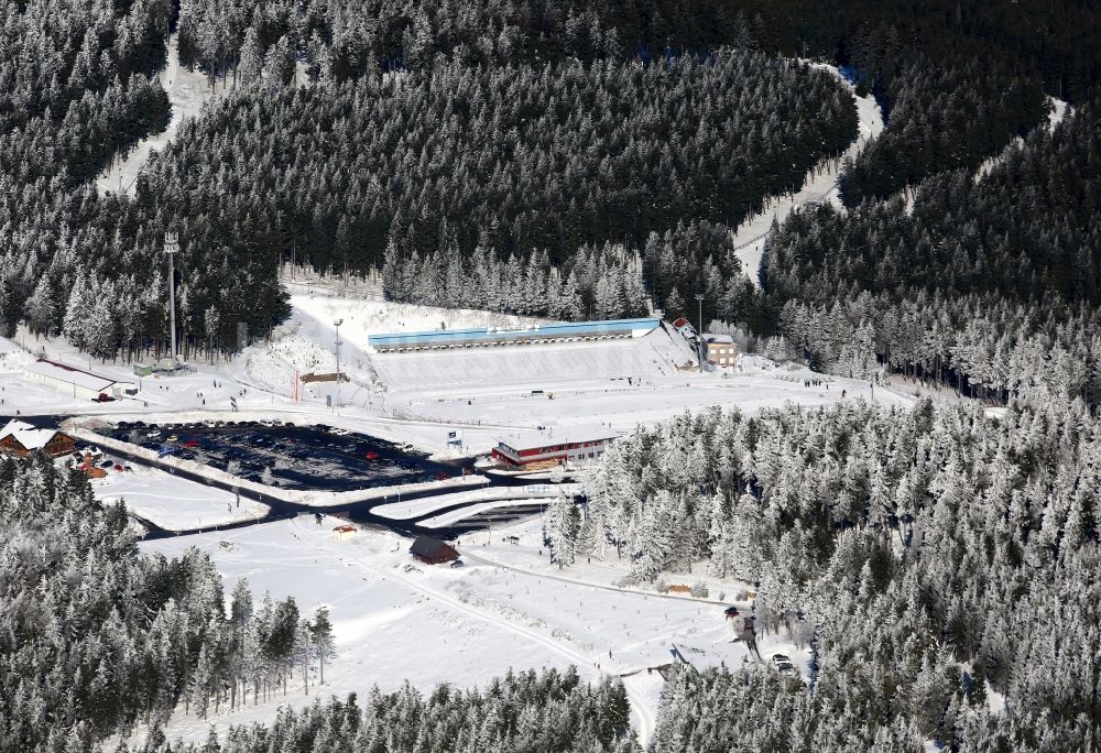 Luftaufnahme Oberhof - Ansicht des Biathlonstadions/DKB-Skiarena in Oberhof im Bundesland Thüringen