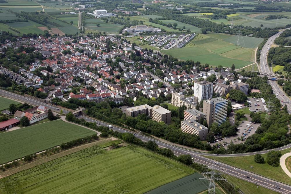 Luftaufnahme Mainz - Ansicht des Stadtteils Marienborn im Stadtgebiet in Mainz im Bundesland Rheinland-Pfalz, Deutschland