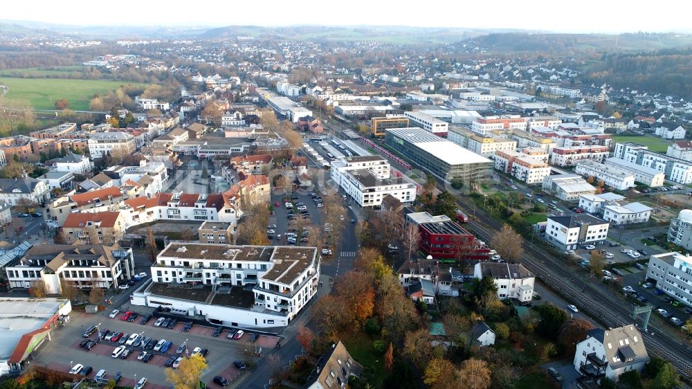 Hennef (Sieg) aus der Vogelperspektive: Ansicht des Stadtzentrums von Hennef (Sieg) im Bundesland Nordrhein-Westfalen, Deutschland