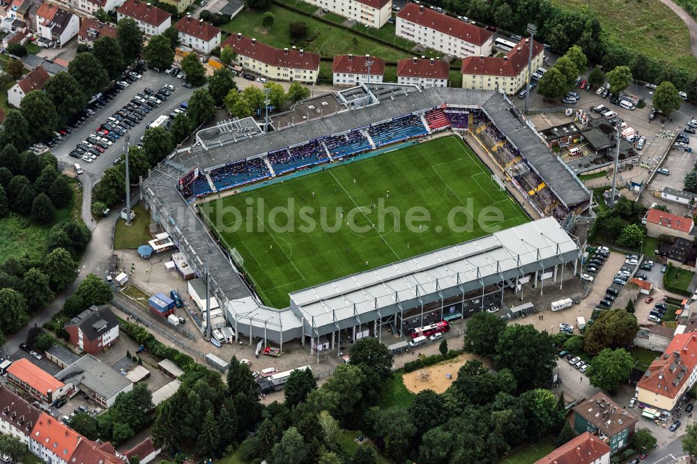 Osnabrück von oben - Arena Stadion an der Bremer Brücke im Ortsteil Schinkel in Osnabrück im Bundesland Niedersachsen, Deutschland