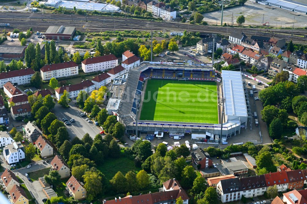 Luftaufnahme Osnabrück - Arena Stadion an der Bremer Brücke im Ortsteil Schinkel in Osnabrück im Bundesland Niedersachsen, Deutschland