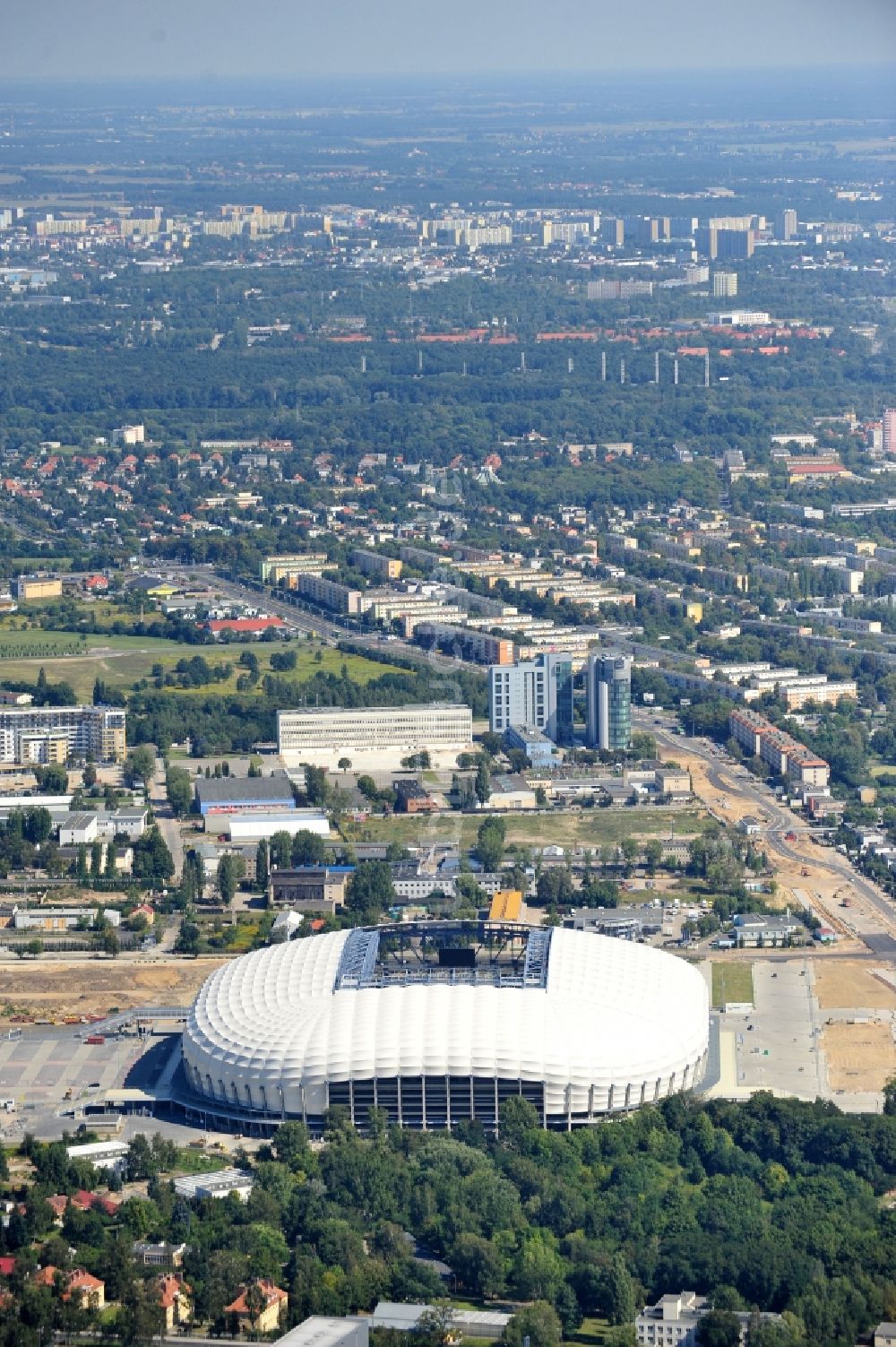 Luftaufnahme Poznan - Arena des Stadion Stadion Miejski - INEA Stadion in Poznan - Posen in Wielkopolskie - Großpolen, Polen