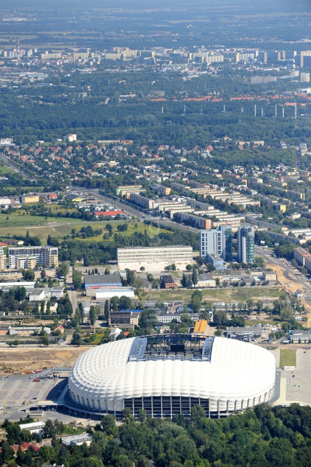 Poznan von oben - Arena des Stadion Stadion Miejski - INEA Stadion in Poznan - Posen in Wielkopolskie - Großpolen, Polen