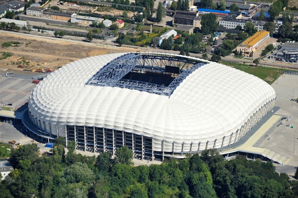 Poznan von oben - Arena des Stadion Stadion Miejski - INEA Stadion in Poznan - Posen in Wielkopolskie - Großpolen, Polen