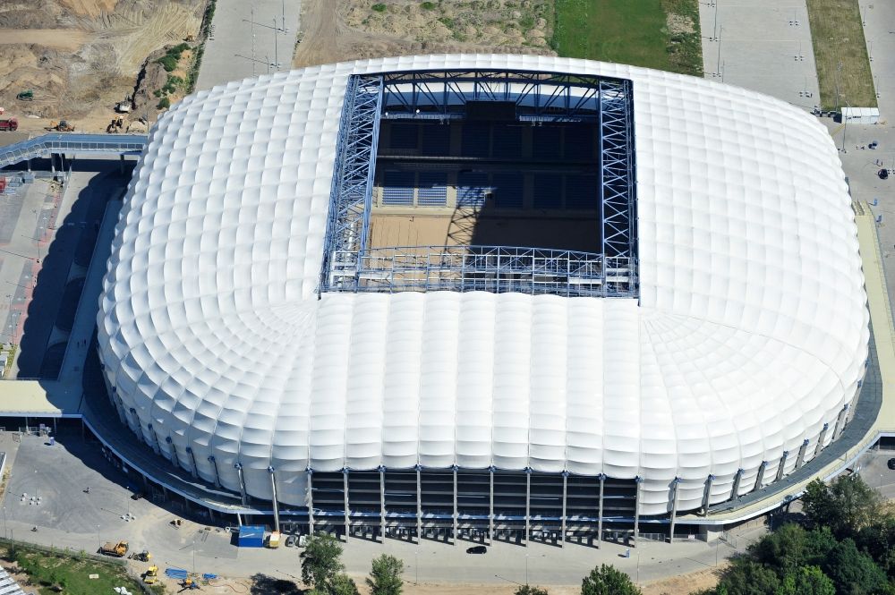 Poznan aus der Vogelperspektive: Arena des Stadion Stadion Miejski - INEA Stadion in Poznan - Posen in Wielkopolskie - Großpolen, Polen