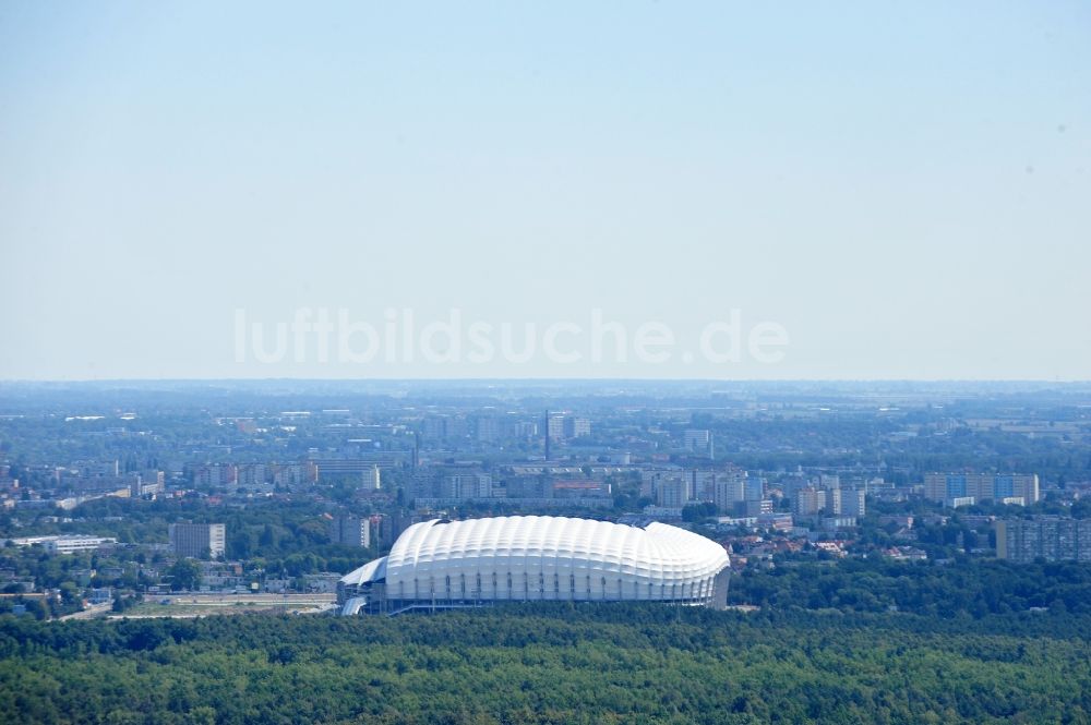 Luftaufnahme Poznan - Arena des Stadion Stadion Miejski - INEA Stadion in Poznan - Posen in Wielkopolskie - Großpolen, Polen