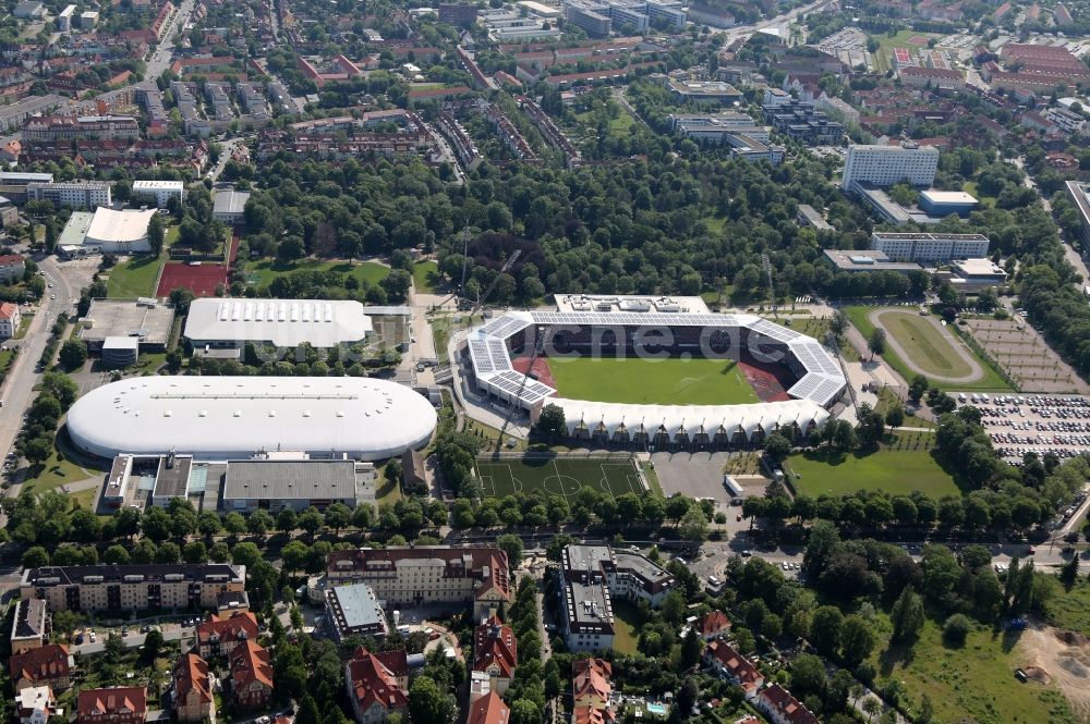 Erfurt aus der Vogelperspektive: Arena des Stadion Steigerwaldstadion in Erfurt im Bundesland Thüringen