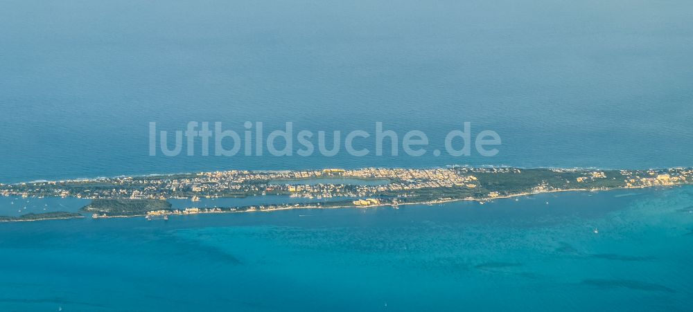 Luftaufnahme Isla Mujeres - Atoll an der Wasseroberfläche Isla Mujeres in Isla Mujeres in Quintana Roo, Mexiko