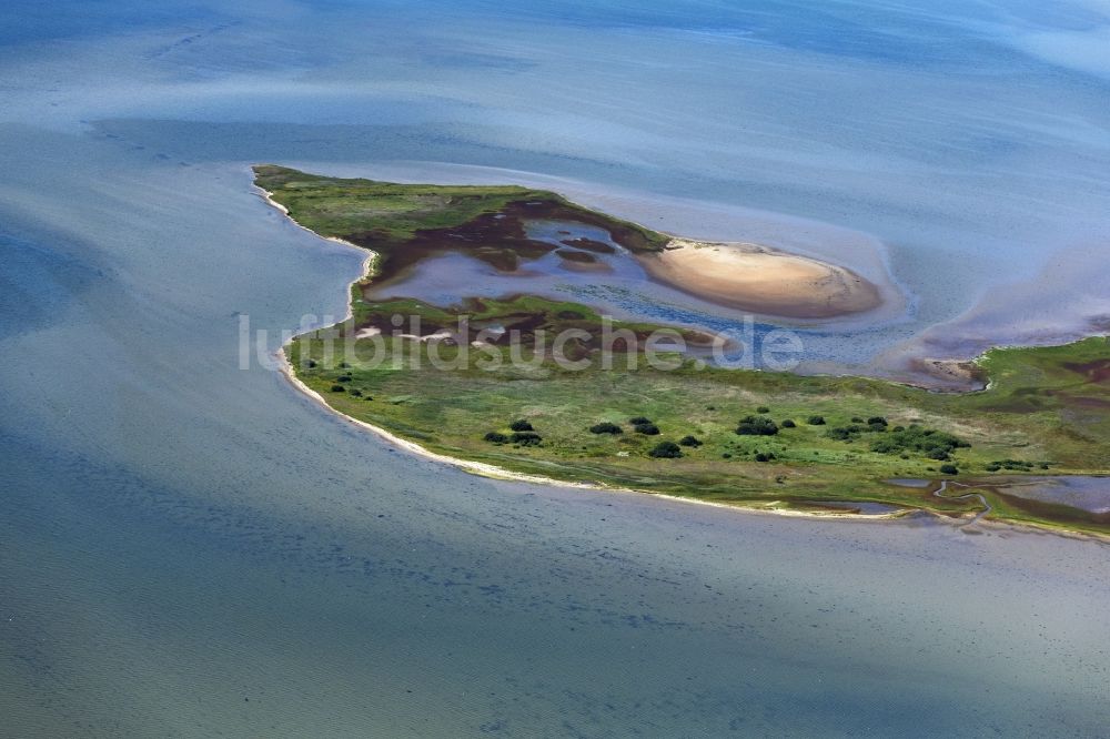 Nordstrand von oben - Atoll an der Wasseroberfläche in Nordstrand im Bundesland Schleswig-Holstein, Deutschland