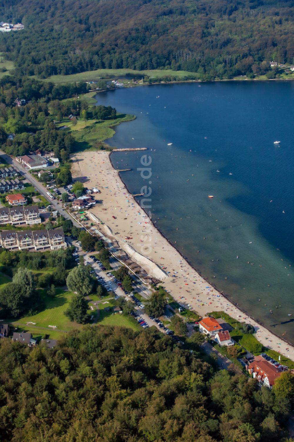 Luftbild Harrislee - Aufschüttung der Sandstrand- Landschaft zum Bau einer Strand - Promenade in Harrislee im Bundesland Schleswig-Holstein, Deutschland
