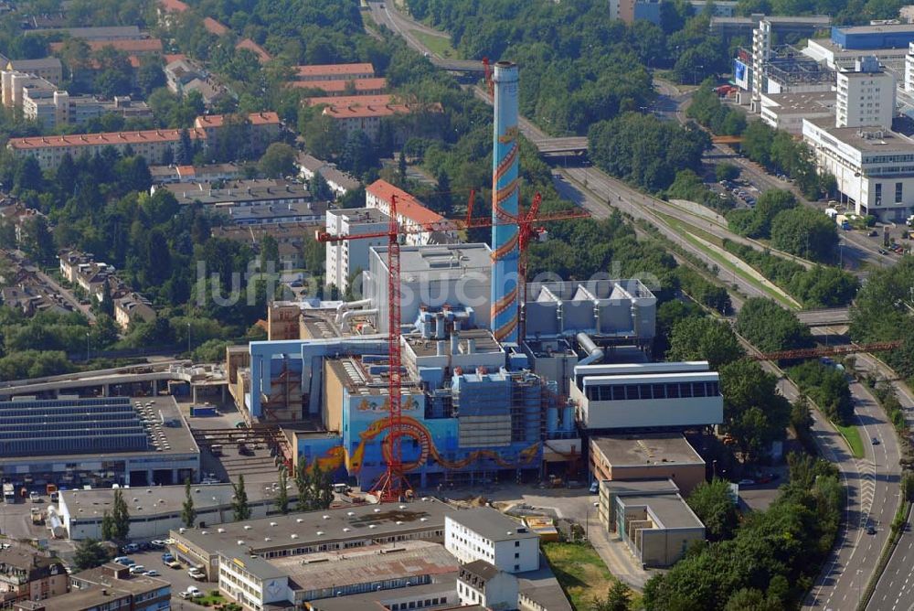 Frankfurt von oben - Ausbau der AVA Abfallverbrennungsanlage Nordweststadt GmbH
