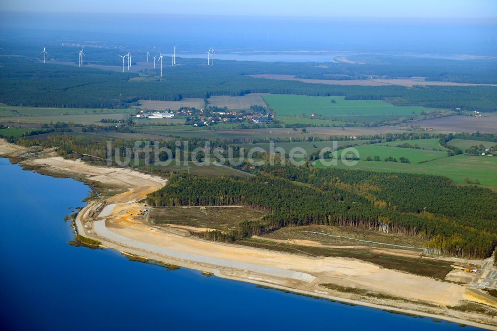 Luftbild Bahnsdorf - Ausbau und Befestigung der Uferbereiche des Sees Sedlitzer See in Bahnsdorf im Bundesland Brandenburg, Deutschland