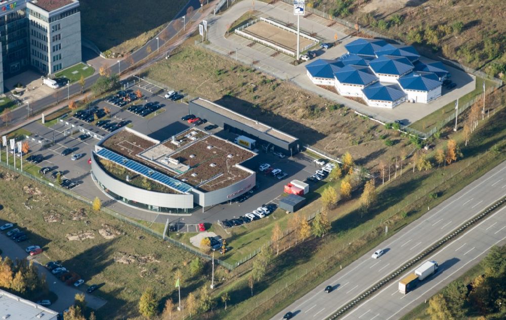 Kleinmachnow von oben - Ausbau des Gewerbestandortes Europarc Dreilinden in Kleinmachnow OT Dreilinden im Bundesland Brandenburg