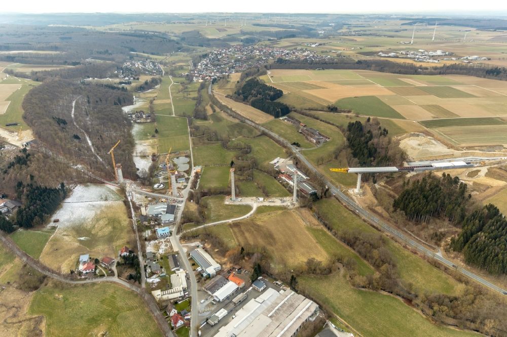 Luftbild Bad Wünnenberg - Ausbau der Ortsumgehung im Straßenverlauf der Aftetalbrücke der B 480n in Bad Wünnenberg im Bundesland Nordrhein-Westfalen, Deutschland