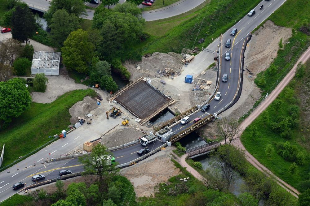 Luftaufnahme Maulburg - Ausbau der Ortsumgehung im Straßenverlauf der B317 mit Brückenverbreiterung und Ersatzbrücke in Maulburg im Bundesland Baden-Württemberg, Deutschland