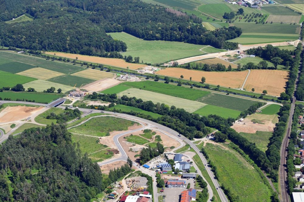 Luftaufnahme Lauchringen - Ausbau der Ortsumgehung im Straßenverlauf Ortsumfahrung Oberlauchringen in Lauchringen im Bundesland Baden-Württemberg, Deutschland