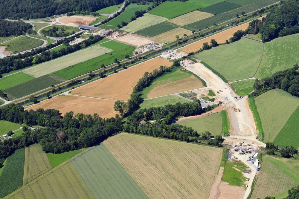 Luftbild Lauchringen - Ausbau der Ortsumgehung im Straßenverlauf Ortsumfahrung Oberlauchringen in Lauchringen im Bundesland Baden-Württemberg, Deutschland