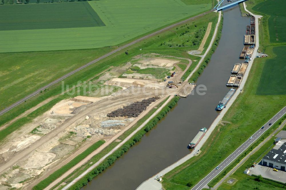 Luftbild Vahldorf - Ausbau der Uferbereiche des Mittelandkanals in Sachsen - Anhalt