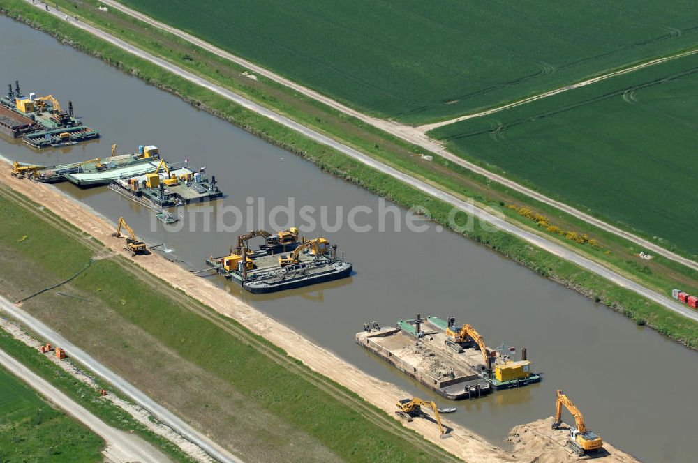 Luftbild Vahldorf - Ausbau der Uferbereiche des Mittelandkanals in Sachsen - Anhalt